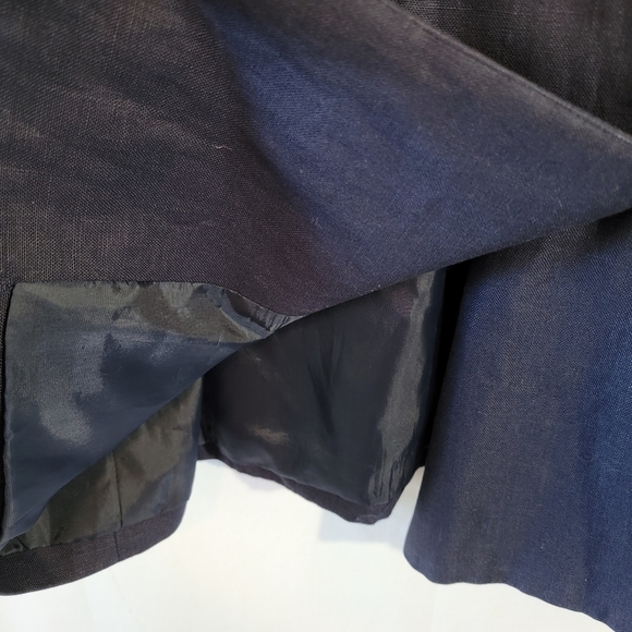 VTG Stanley Blacker Women Navy Blue 100% Linen Double Breasted Blazer 6 Crest - Picture 8 of 12